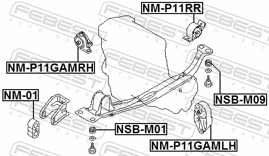 FEBEST NM-01 - Подушка двигателя