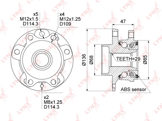 LYNXAUTO WH-1513 - Ступичный подшипник