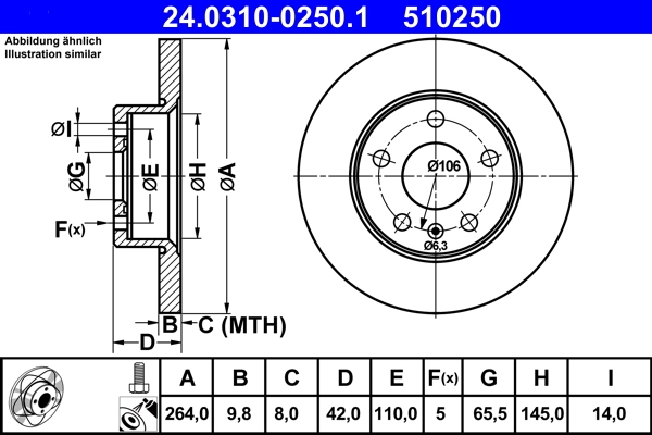 ATE 24.0310-0250.1 - Тормозной диск PowerDisc
