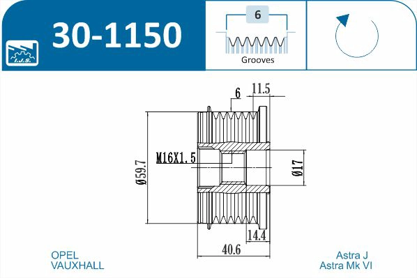 IJS GROUP 30-1150 - Шкив генератора