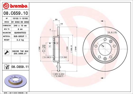 Тормозной диск PRIME LINE - UV Coated