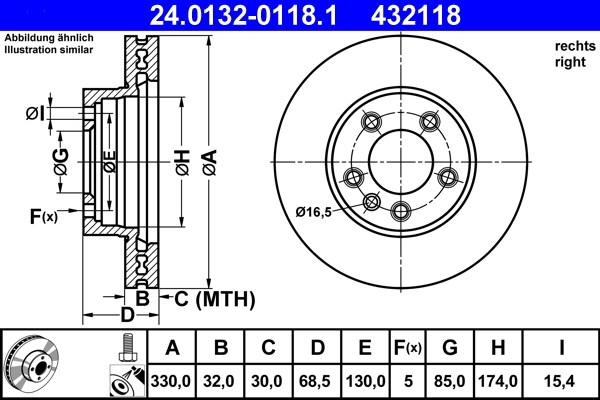 ATE 24.0132-0118.1 - Тормозные диски