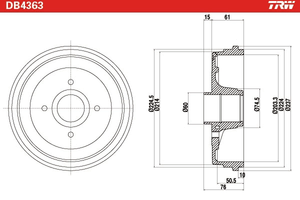 TRW DB4363 - Тормозной барабан