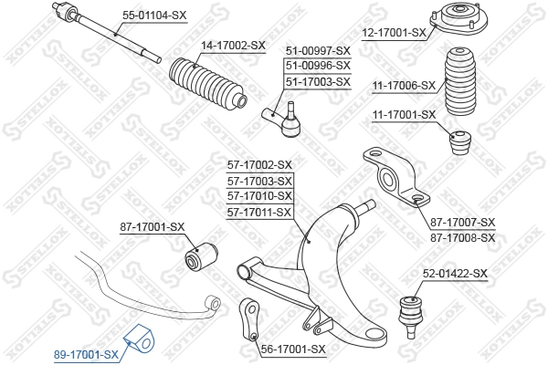 STELLOX 89-17001-SX - Втулки стабилизатора