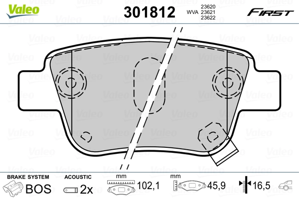 VALEO 301812 - Комплект тормозных колодок, дисковый тормоз FIRST