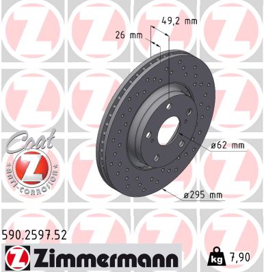 ZIMMERMANN 590.2597.52 - Тормозной диск SPORT BRAKE DISC Z