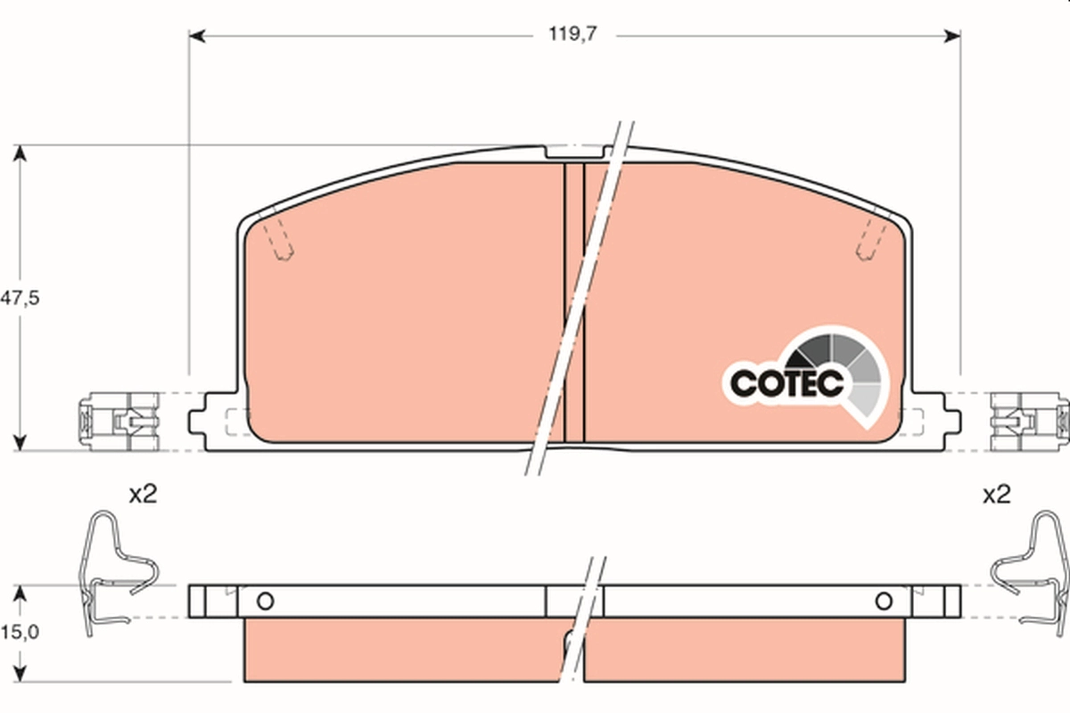 TRW GDB323 - Комплект тормозных колодок, дисковый тормоз COTEC