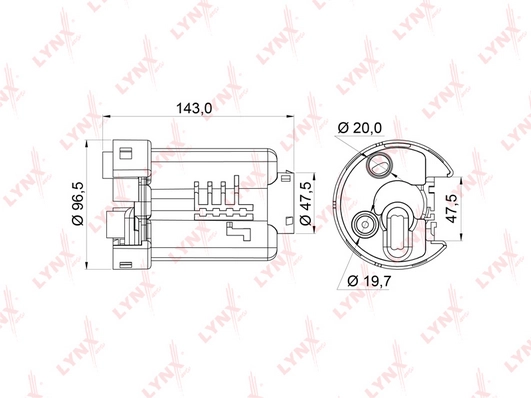 LYNXAUTO LF-164M - Топливный фильтр