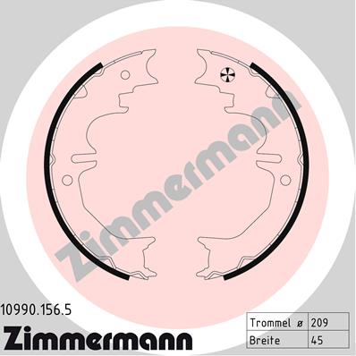 ZIMMERMANN 10990.156.5 - Барабанные колодки