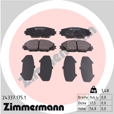 ZIMMERMANN 24337.175.1 - Тормозные колодки 