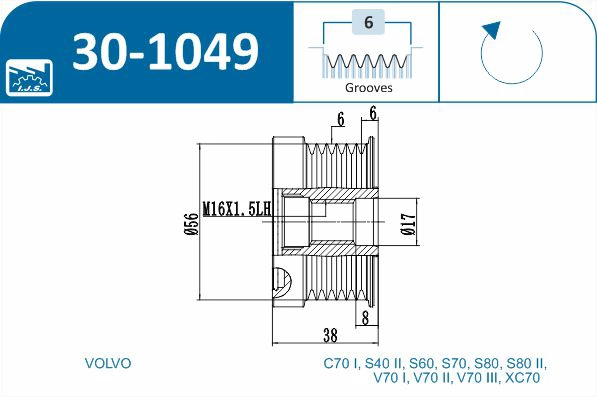 IJS GROUP 30-1049 - Шкив генератора