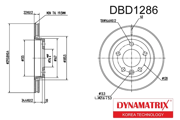 DYNAMATRIX DBD1286 - Тормозные диски