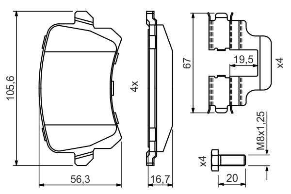 BOSCH 0 986 494 731 - Тормозные колодки 