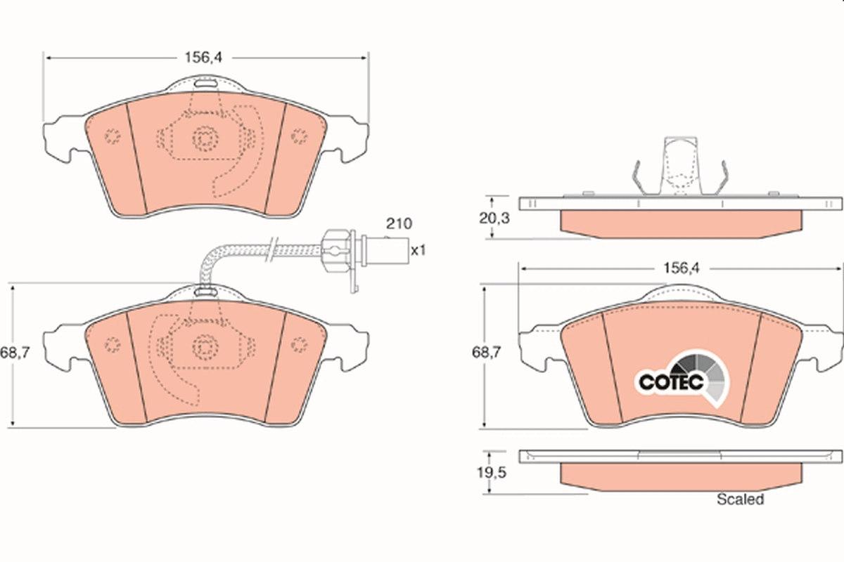 TRW GDB1391 - Комплект тормозных колодок, дисковый тормоз COTEC