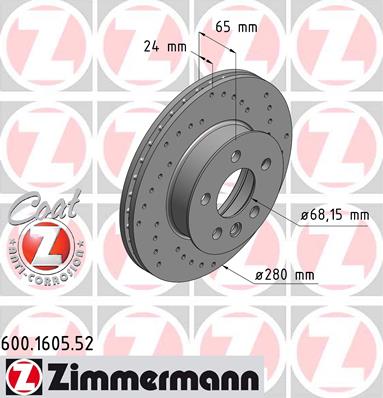 ZIMMERMANN 600.1605.52 - Тормозной диск SPORT BRAKE DISC Z