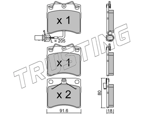 TRUSTING 166.2 - Тормозные колодки 