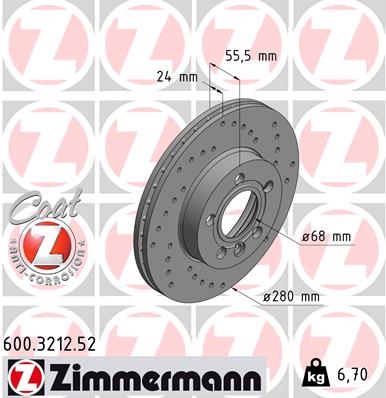 ZIMMERMANN 600.3212.52 - Тормозной диск SPORT BRAKE DISC Z