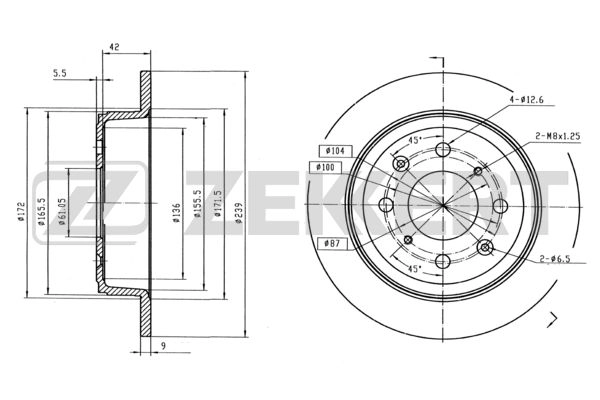 ZEKKERT BS-5754 - Тормозные диски