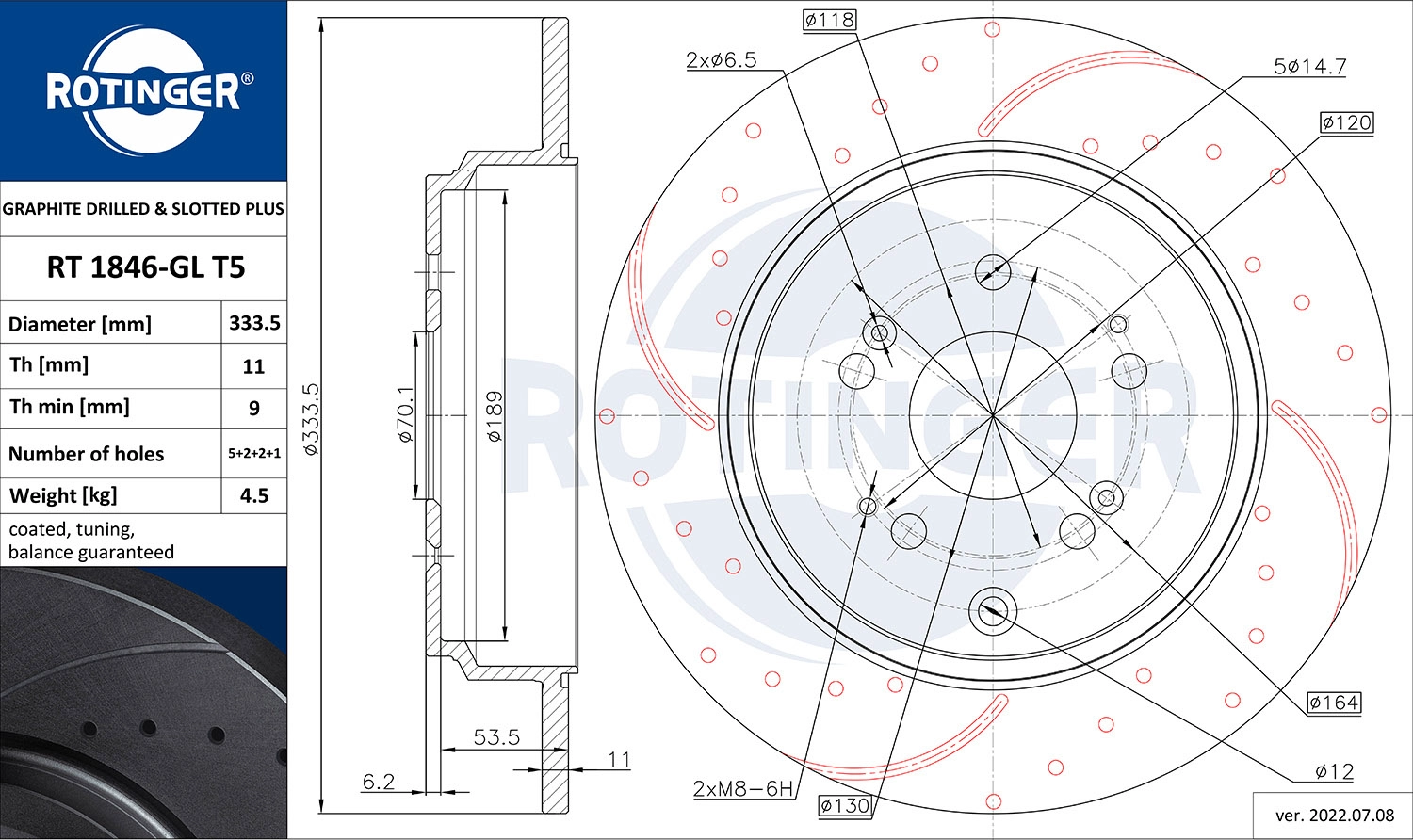 Тормозной диск GRAPHITE DRILLED & SLOTTED PLUS