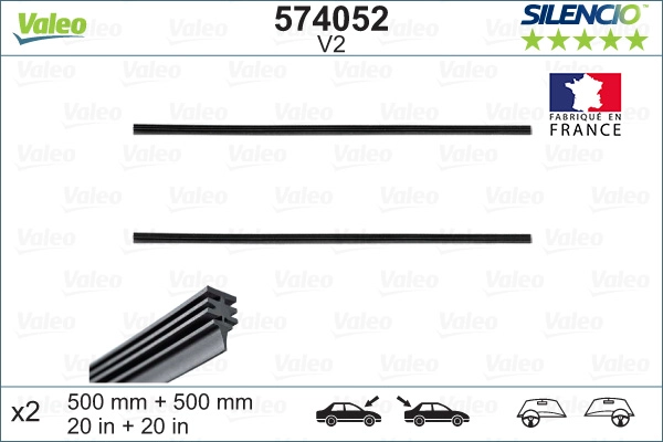 VALEO 574052 - Резинка стеклоочистителя SILENCIO CONVENTIONAL SET