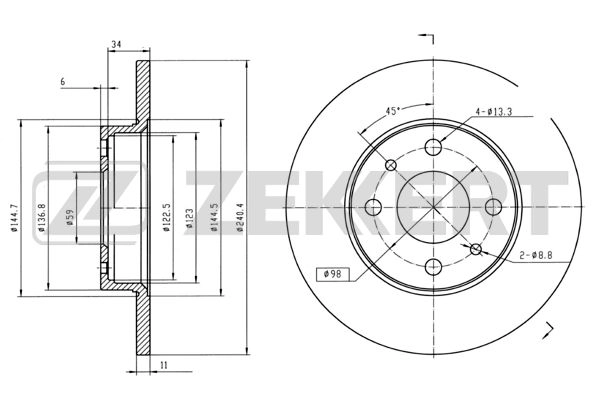 ZEKKERT BS-5007 - Тормозные диски