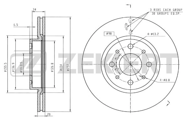 ZEKKERT BS-5008 - Тормозные диски
