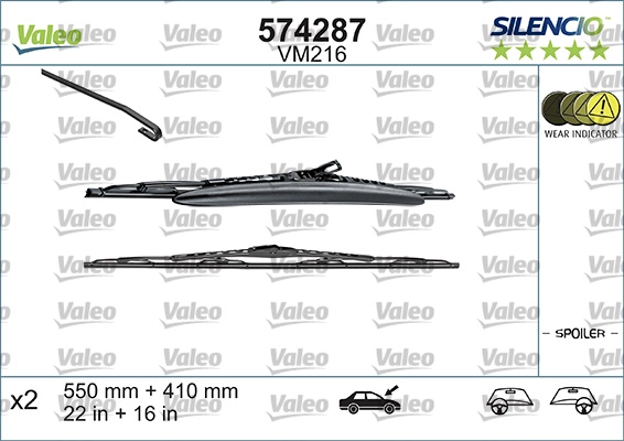 VALEO 574287 - Щетка стеклоочистителя SILENCIO CONVENTIONAL SET