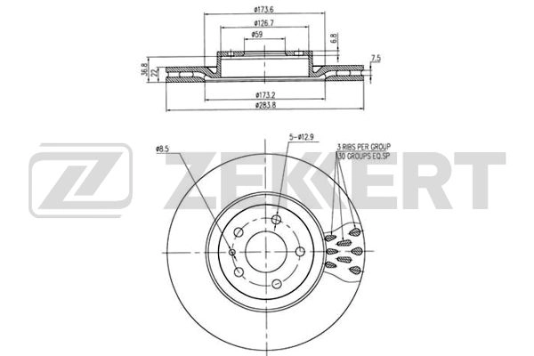 ZEKKERT BS-5014 - Тормозные диски