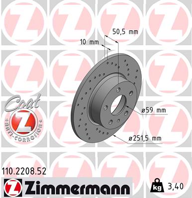 ZIMMERMANN 110.2208.52 - Тормозной диск SPORT BRAKE DISC Z