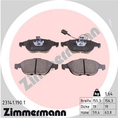 ZIMMERMANN 23141.190.1 - Тормозные колодки 