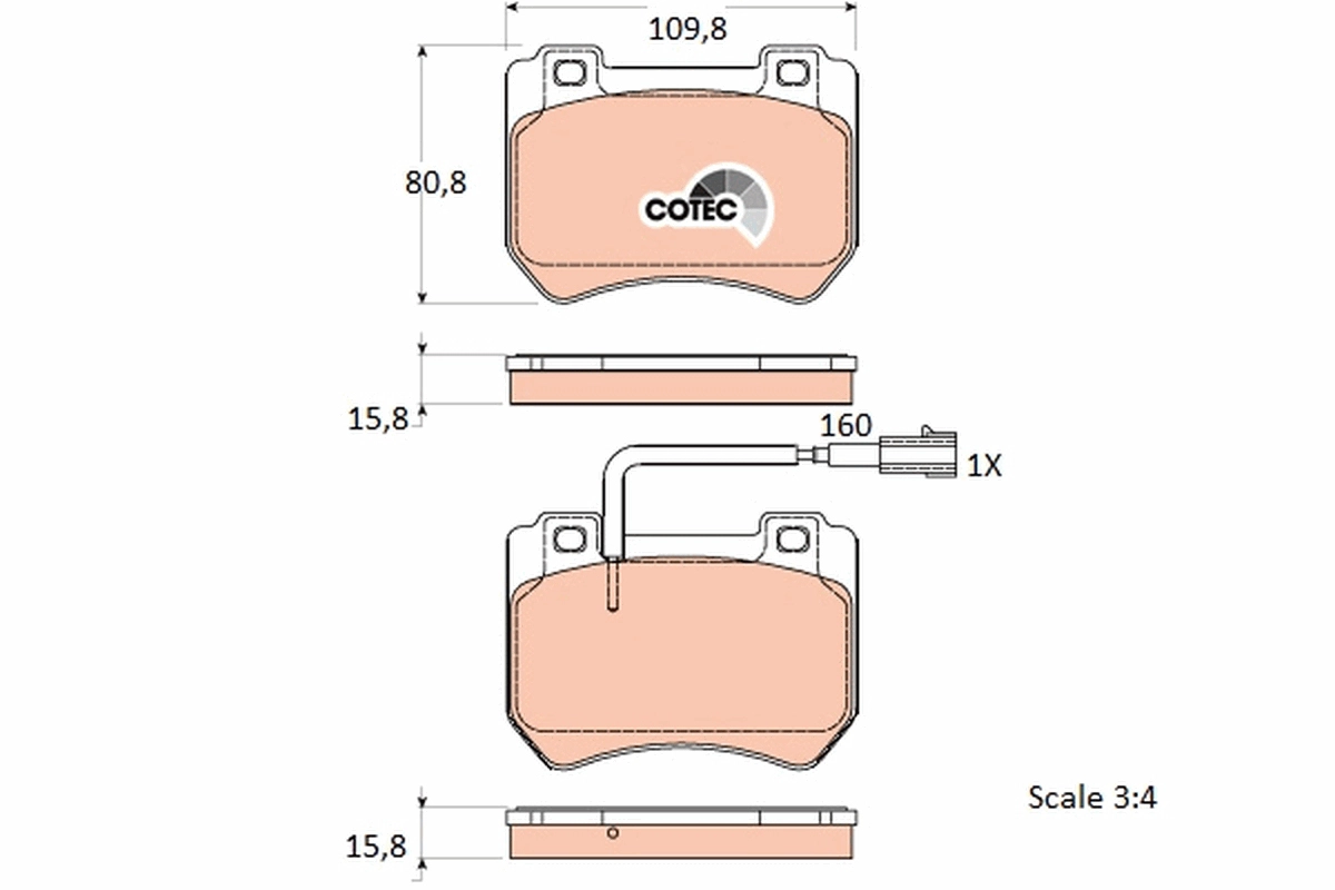 TRW GDB1904 - Комплект тормозных колодок, дисковый тормоз COTEC