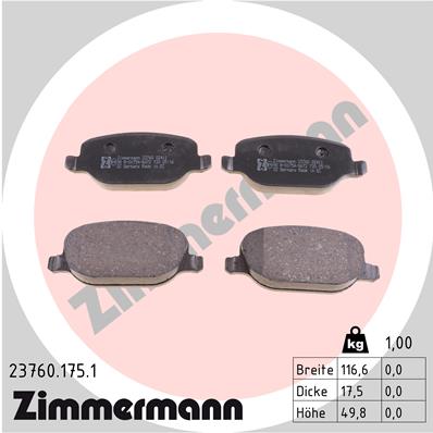 ZIMMERMANN 23760.175.1 - Тормозные колодки 