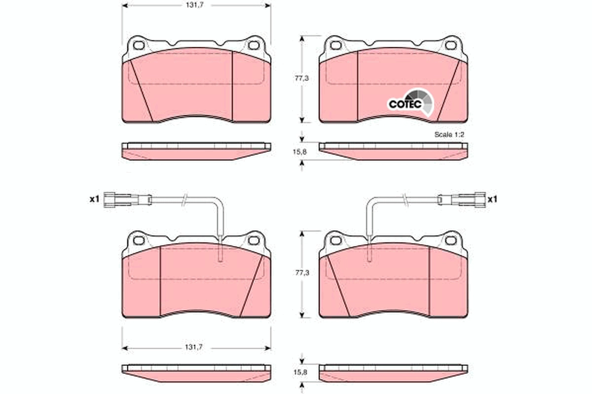 TRW GDB1363 - Комплект тормозных колодок, дисковый тормоз COTEC