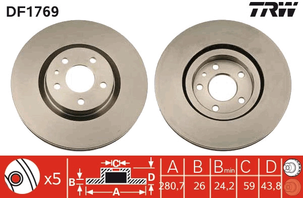 TRW DF1769 - Тормозные диски