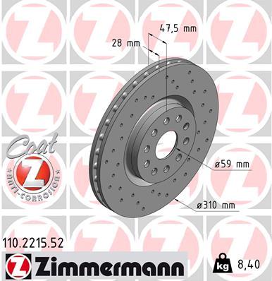 ZIMMERMANN 110.2215.52 - Тормозной диск SPORT BRAKE DISC Z