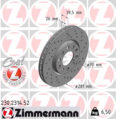 ZIMMERMANN 230.2314.52 - Тормозной диск SPORT BRAKE DISC Z