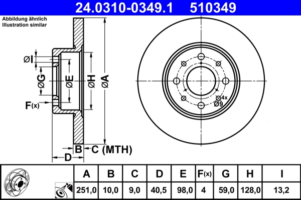 ATE 24.0310-0349.1 - Тормозной диск PowerDisc