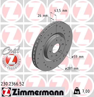 ZIMMERMANN 230.2366.52 - Тормозной диск SPORT BRAKE DISC Z