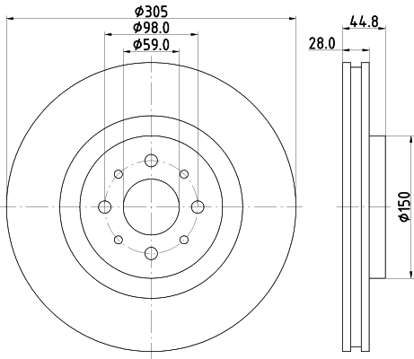 HELLA 8DD 355 117-111 - Тормозной диск PRO