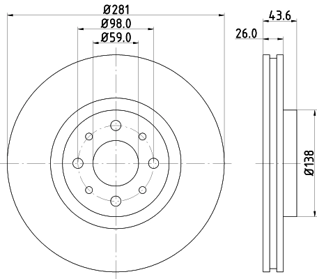 HELLA 8DD 355 107-831 - Тормозной диск PRO