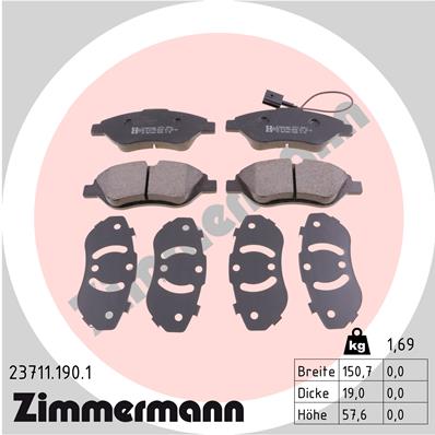ZIMMERMANN 23711.190.1 - Тормозные колодки 
