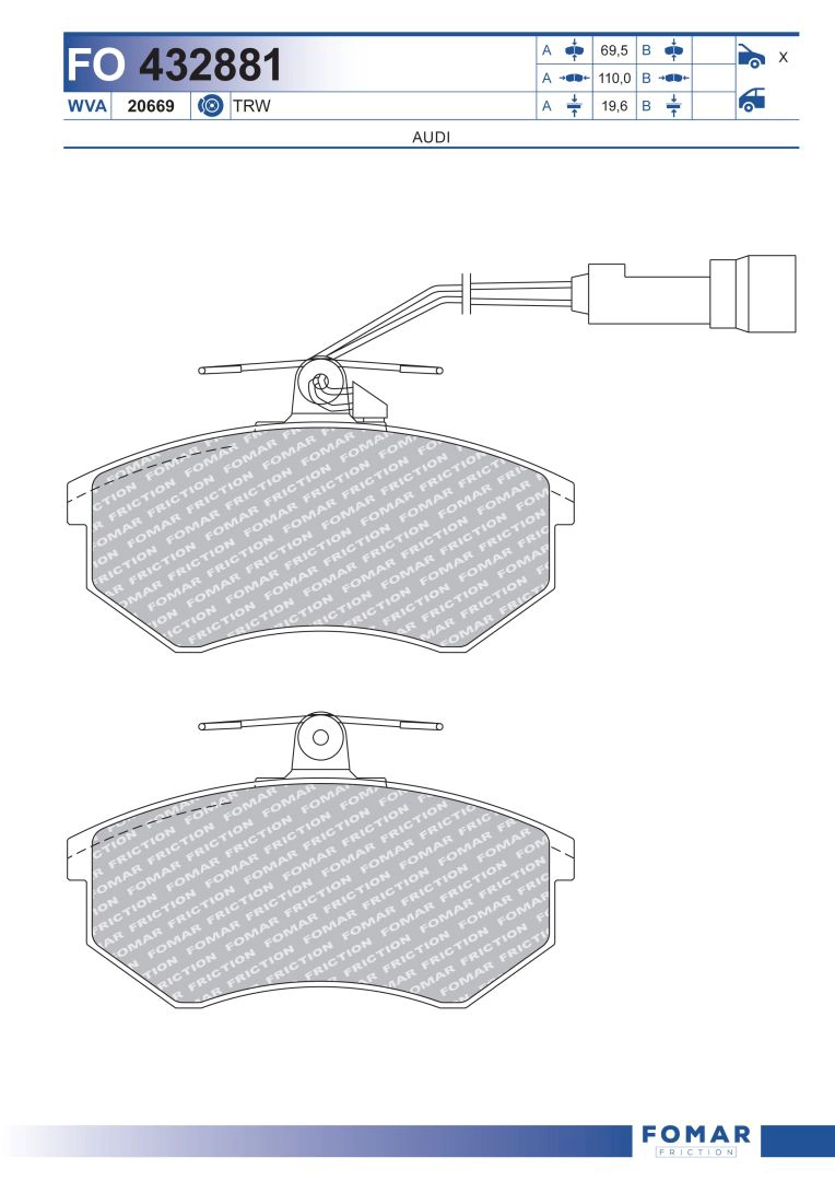 FOMAR FRICTION FO 432881 - Тормозные колодки 