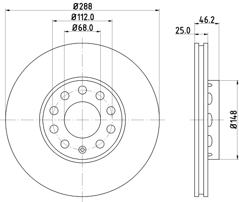 HELLA 8DD 355 102-821 - Тормозной диск PRO