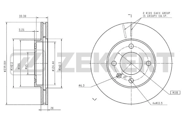 ZEKKERT BS-5070 - Тормозные диски