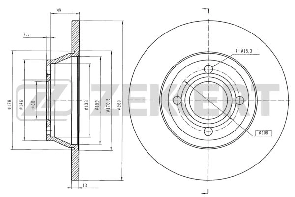 ZEKKERT BS-5763 - Тормозные диски