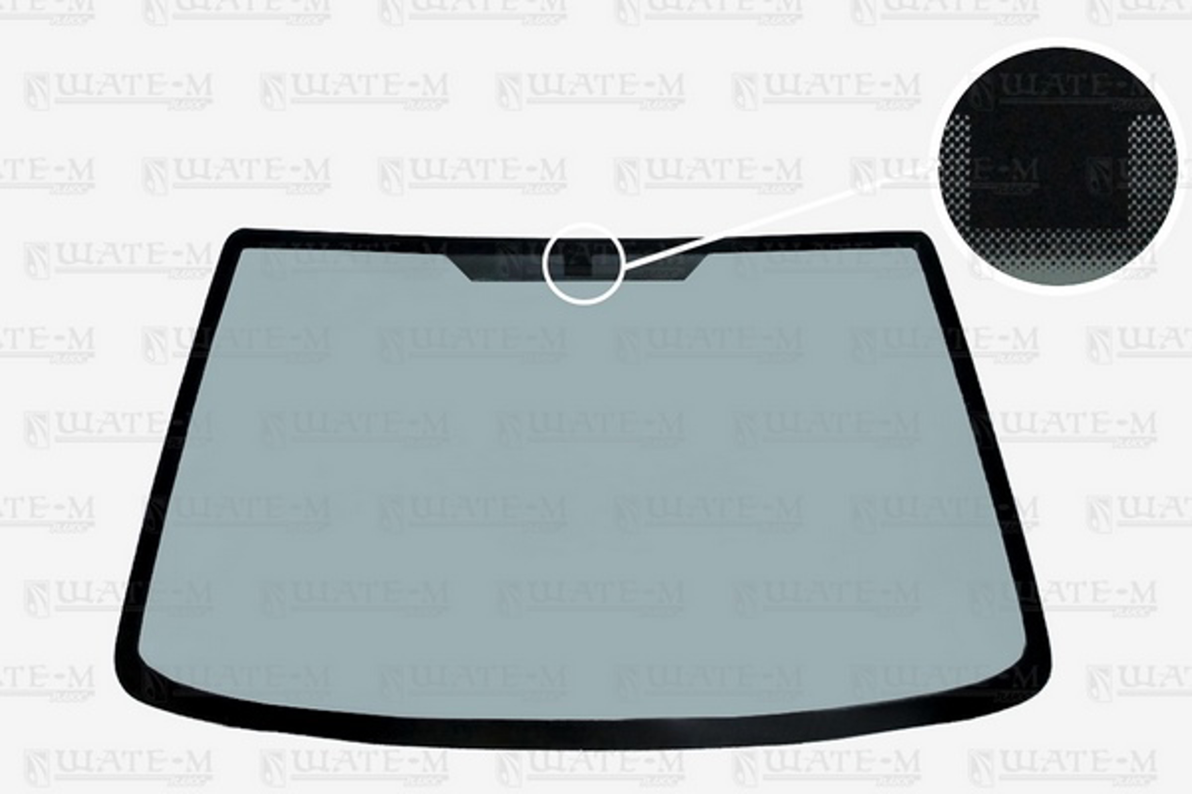 Стекло лобовое FORD: FIESTA 95-02 (1363x763) зеленое, синяя полоса