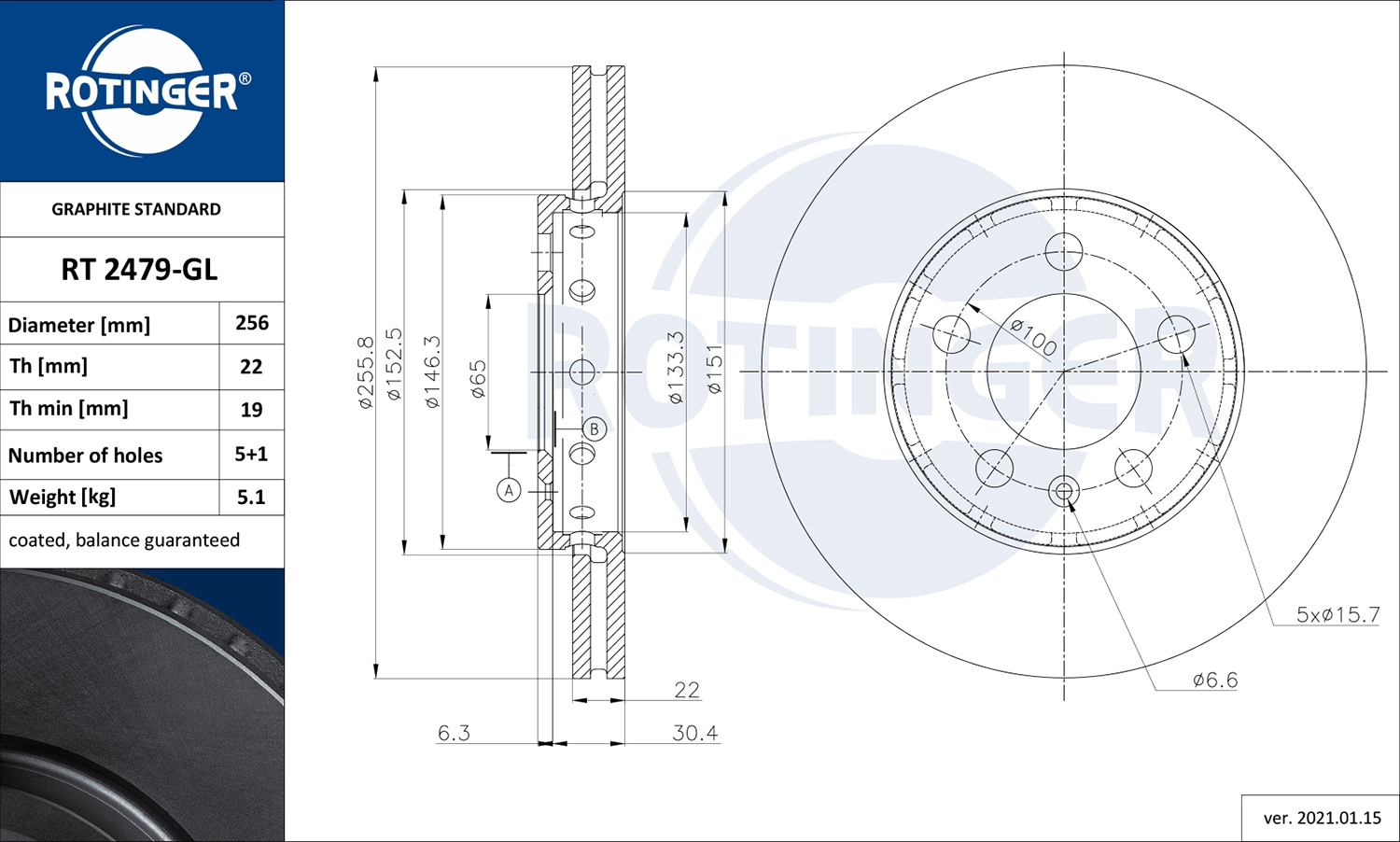 ROTINGER RT 2479-GL - Тормозной диск GRAPHITE LINE