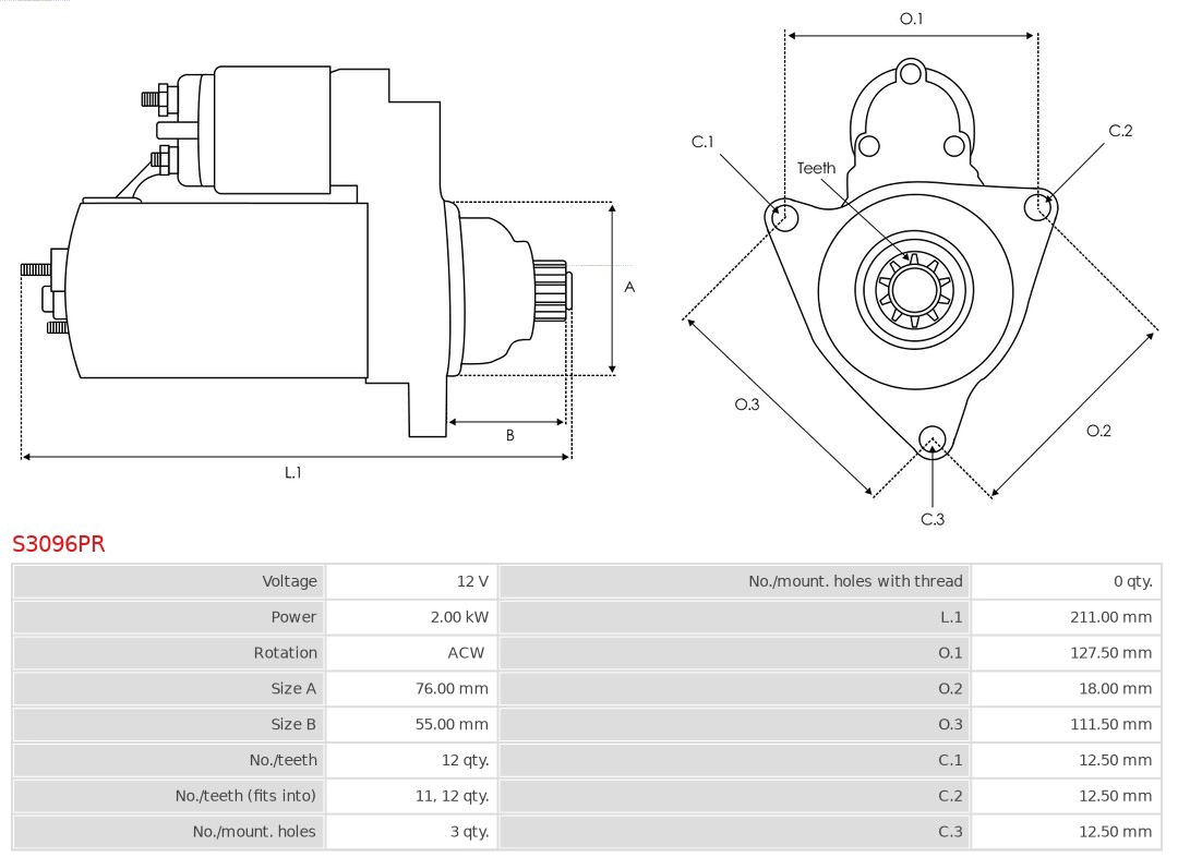 AS-PL S3096PR - Стартер Remanufactured AS-PL