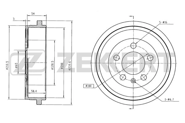 ZEKKERT BS-5029 - Тормозной барабан