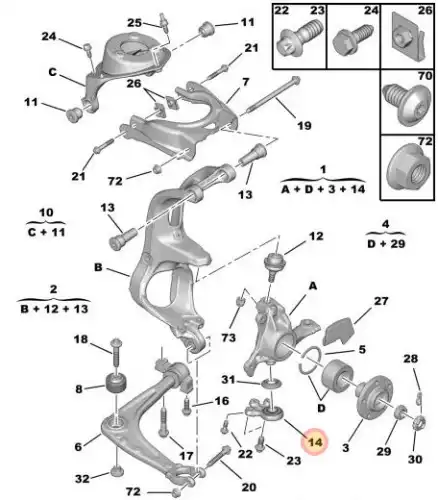 PSA 364072 - опора шаровая нижняя